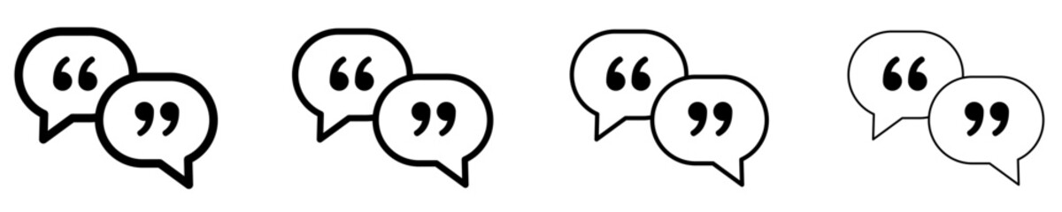 Obraz premium Set of quote bubble icons with different stroke weights and filled marks. Minimalist templates for messages, comments, and dialogues. Vector illustration.