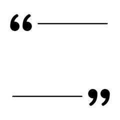Obraz premium Minimalist linear quote frame consisting of two horizontal lines and filled marks. Concise template for testimonials, statuses, and short statements. Vector illustration.