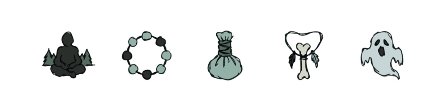 Mystical Symbols: Buddha, Bracelet, Poultice, Bone Charm, Ghost