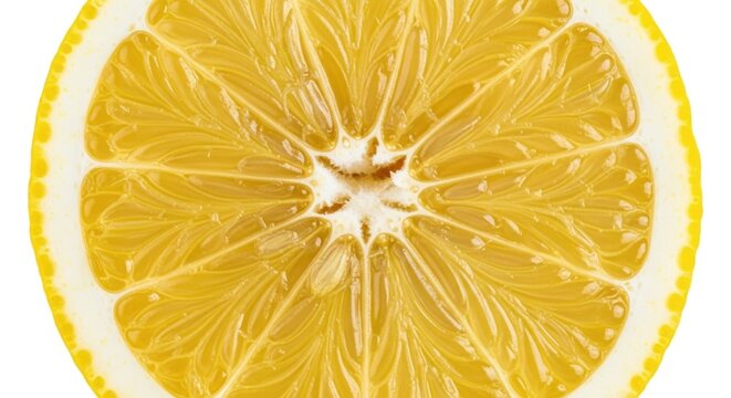 Fresh Sliced Lemon Half with Bright Yellow Color
