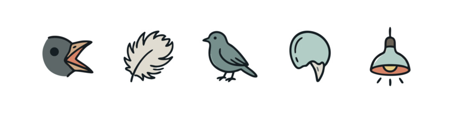 Bird, Feather, and Nesting Icons