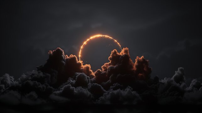 Beautiful full moon shining through stormy clouds high resolution picture