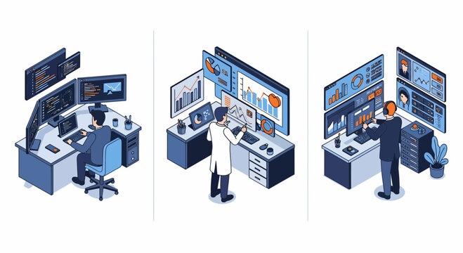 High tech startup data dev lab pro desk web app code info set vector icon