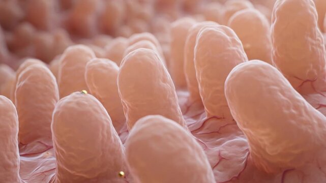 Close-up microscopic view of rod-shaped bacteria cells