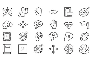 Fototapeta premium Brain And Communication Icons For Learning And Accessibility