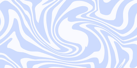 Fototapeta na wymiar Abstract horizontal twisted background with distorted waves. Trendy vector illustration in style retro 60s, 70s. Blue colors