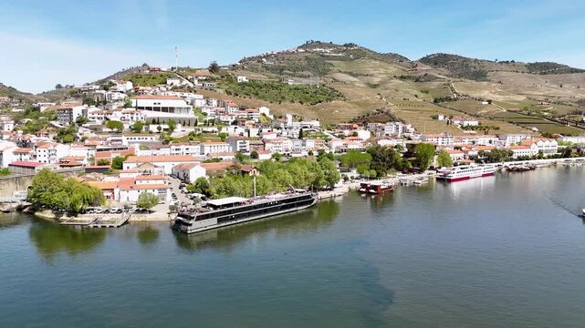Aerial view of pinhao and douro river in portugal