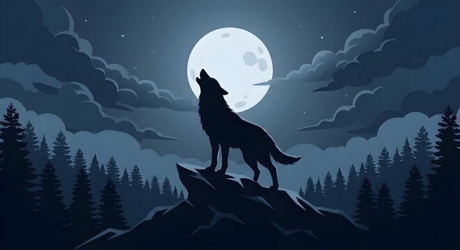 wolf howling at the moon