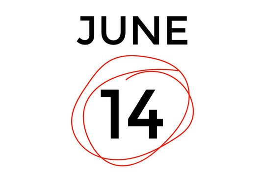 June 14 calendar with red circle on white background