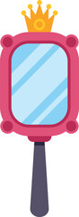 Naklejka premium Pink handheld mirror with a golden crown illustrating concepts of vanity and beauty