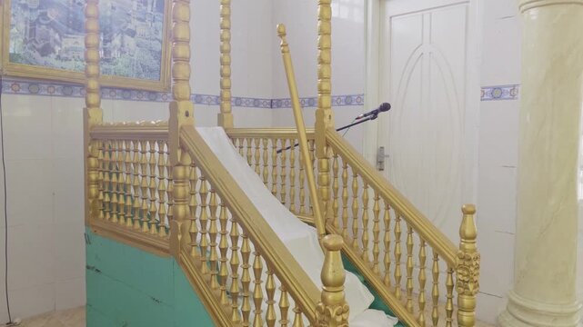 Mosque pulpit interior detail for sermon in Ngafan Southeast Maluku Indonesia