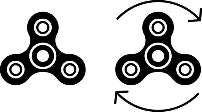 A fidget spinner demonstrating rotational movement of its three-pronged design