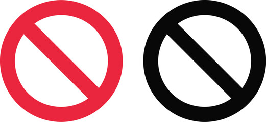 Prohibition sign icon, universal red and black stop symbol for restricted access no entry warning and safety regulation signage. © Mr. Tasin