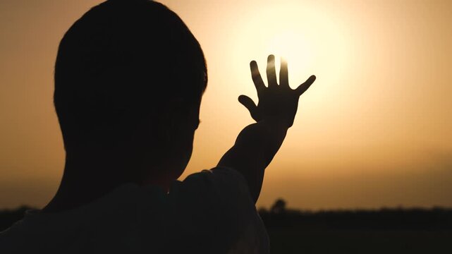 boy son child hand prayer sun ask to pray sky man faith, happy family, children's dream, boy praying silhouette, child seeking hope, son sunset faith, young hand sky, kid sun worship, little boy