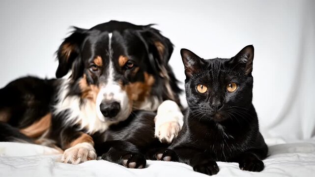 Adorable Dog and Cat Companions A Heartwarming Friendship Captured in a Photo.