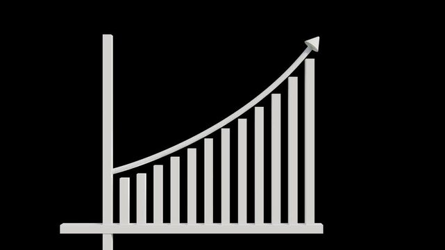 Animated Rising Business Analytics Chart &ndash; Minimal 2D Flat Design, Isolated on Transparent Background black and white stairs