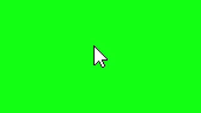mouse cursor and hand pointer clicking animation with sparkle effect on green screen, mouse arrow cursor and hand cursor click with highlight burst, user interface interaction overlay for web tutorial