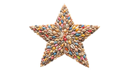 Obraz premium colorful star shape made of candy beans on white background