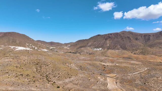 Flight descends into Cabo de Gata Nijar national park rolling tussock lands