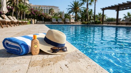 Obraz premium Poolside Still Life with Accessories