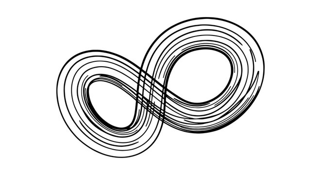 Lorenz attractor chaos theory vector, mathematical strange attractor butterfly effect diagram, complex physics system line art illustration