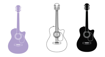 Naklejka premium Guitar colorful vector illustrations of acoustic guitars in different colors and styles