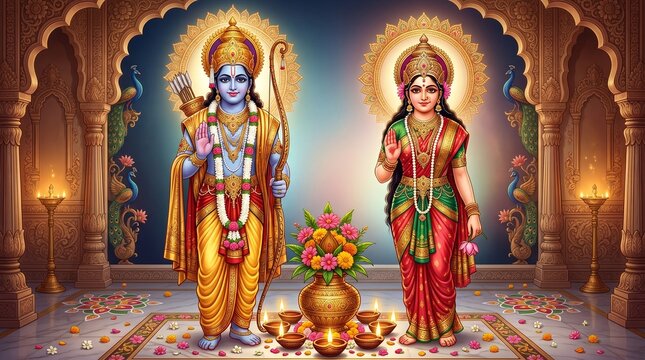 hindu, religious, god, rama, ram, goddess, sita, religious, story, ramayana, hindu, festival, ram, navmi, dashehara, gold, puppet, worship, art, india, religion, shiva, wallpaper, banner, buddhist, sc