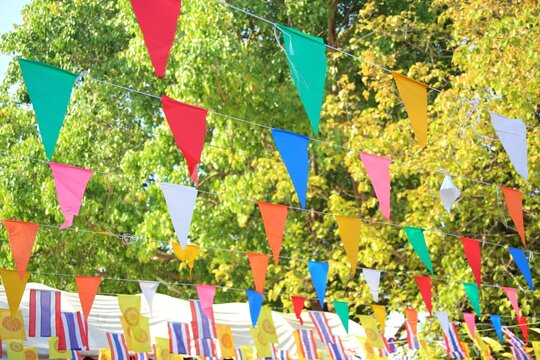 Colorful Triangle Flags Decoration, Festive Celebration Background