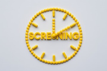 Obraz premium A close-up view of a yellow clock with screening text on its face