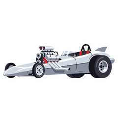 Obraz premium Retro Dragster Race Car with Powerful Engine and Fins