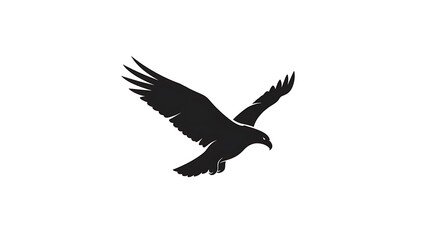 Obraz premium Black Bird Silhouette Flying Isolated White.