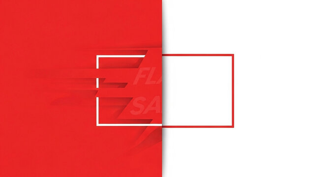 Vibrant red and white background with a stylized "Flash Sale" graphic and empty frame