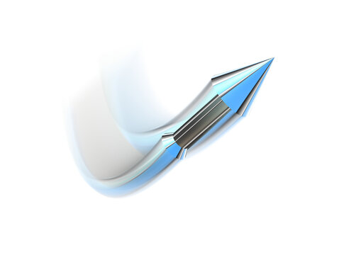 高速で飛翔する未来的なロケット弾と青い軌跡の抽象3Dイラスト｜スピード・テクノロジー・エネルギーイメージ