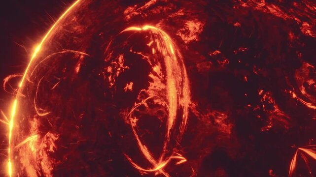 Intense solar macro shot showing filament structures and glowing plasma pockets, ultradetailed texture and fine granularity, ideal for science visuals,