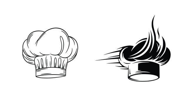 Chef hat and torch for cooking and culinary arts