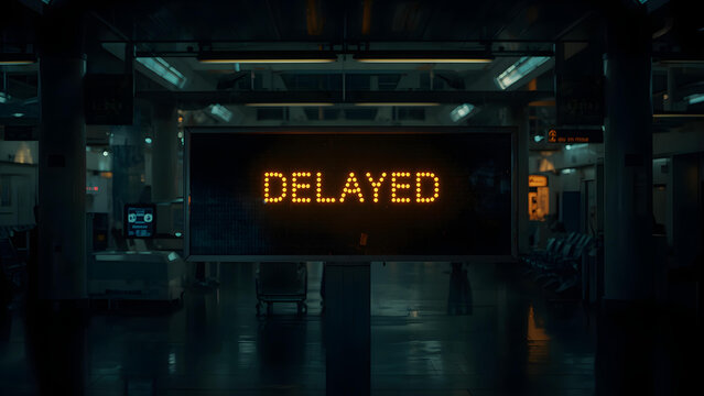 Delayed train announcement in dark station