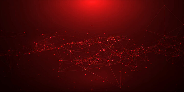 Abstract red background with glowing digital lines and energy patterns creating a tech science illustration for a modern computer wallpaper design