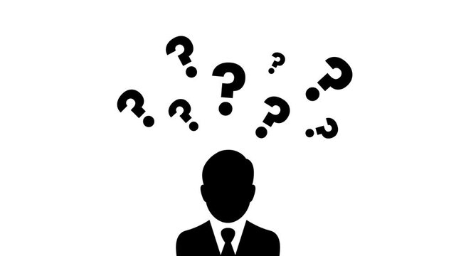 Unknown person with Question marks moving, Person with Questions on mind 4K video