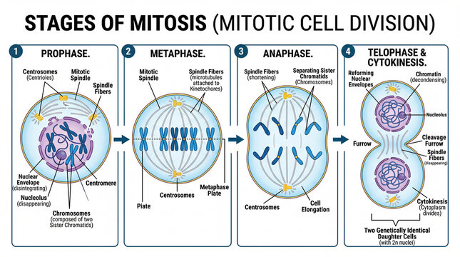 Stages of Mitosis Cell Division Diagram