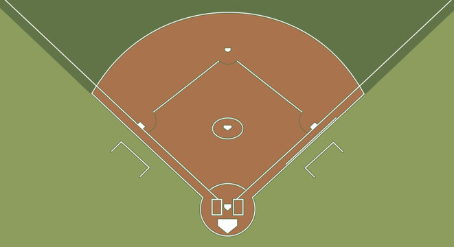 Baseball field layout with markings.