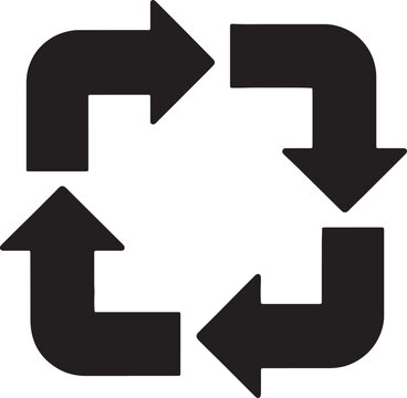 Recycle symbol with four arrows in square form.