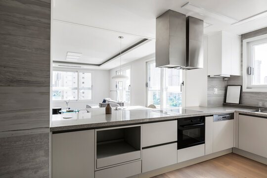 Interior of a beautiful kitchen in cozy apartment