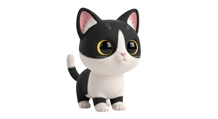 Cute 3D Tuxedo Cat Cartoon