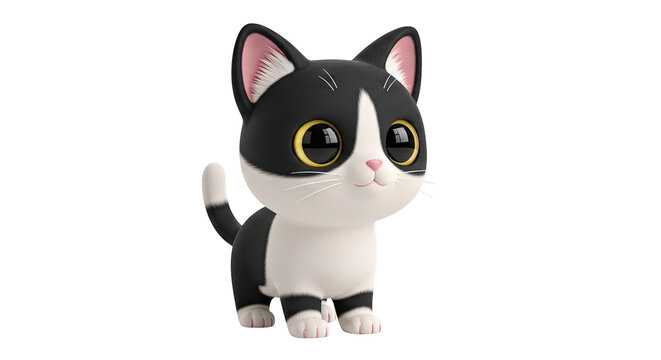 Cute 3D Tuxedo Cat Cartoon