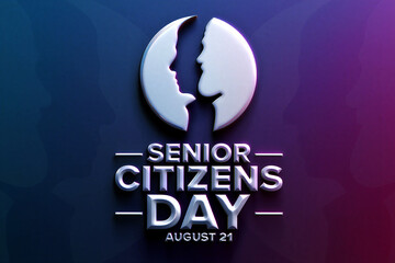 Creative senior citizens day celebration graphic design with faces and text for august event promotion