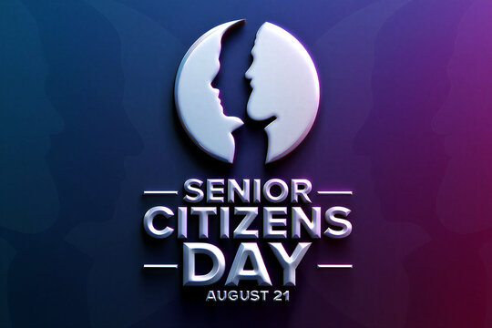Creative senior citizens day celebration graphic design with faces and text for august event promotion
