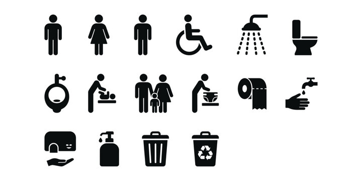 Public Facility and Accessibility Icons Set Vector