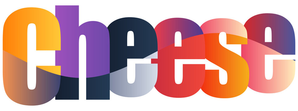 Colorful Gradient Typography Word Cheese Isolated Lettering Design