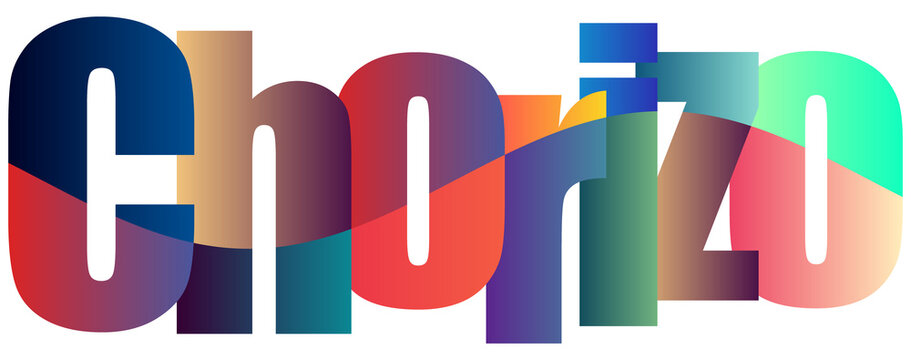 Colorful gradient text logo design featuring stylized Chorizo letters