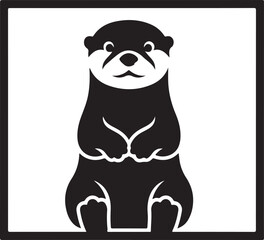 Obraz premium “Cute Otter Silhouette – Minimal Black Animal Vector Icon Standing Isolated on White Background”